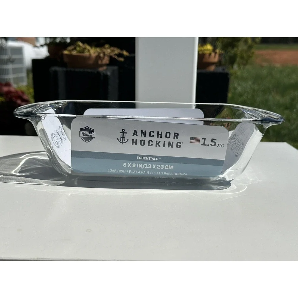 New Anchor Hocking Fire King Bakeware Clear‎ Glass Loaf Pan 1.5 Quart SZ 5